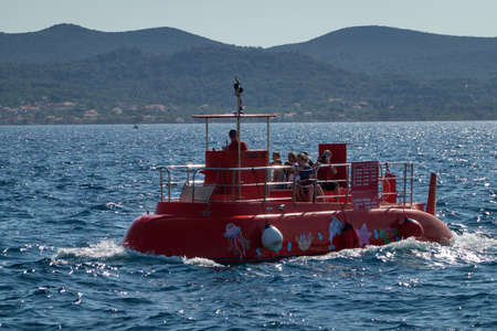 Zadar, Croatia - August 7, 2021 - cruise ship with a glass bottom in the summer afternoonのeditorial素材