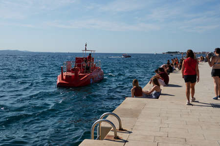 Zadar, Croatia - August 7, 2021 - cruise ship with a glass bottom in the summer afternoonのeditorial素材