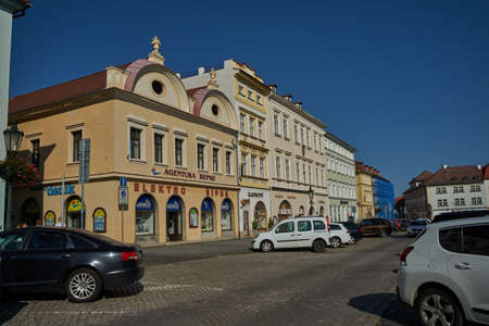 Litomerice, Czech Republic - September 9, 2021 - The Peace Square in LitomÄÅice is a large public space, which has formed the core of the city since the Middle Ages.のeditorial素材