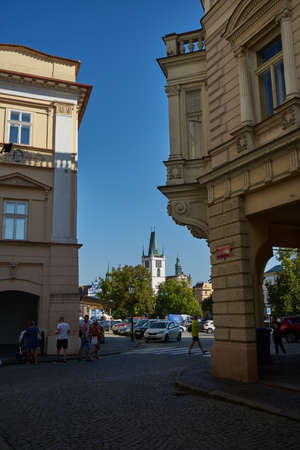 Litomerice, Czech Republic - September 9, 2021 - The Peace Square in LitomÄÅice is a large public space, which has formed the core of the city since the Middle Ages.のeditorial素材