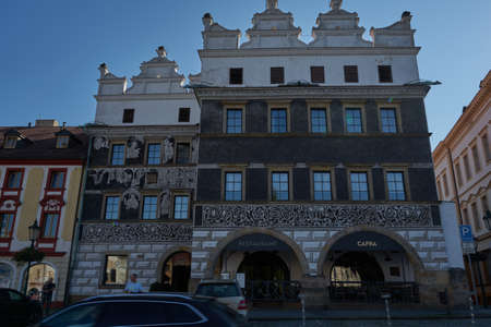 Litomerice, Czech Republic - September 9, 2021 - The Peace Square in LitomÄÅice is a large public space, which has formed the core of the city since the Middle Ages.のeditorial素材