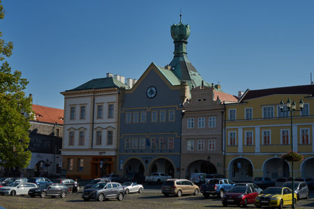Litomerice, Czech Republic - September 9, 2021 - The Peace Square in LitomÄÅice is a large public space, which has formed the core of the city since the Middle Ages.のeditorial素材