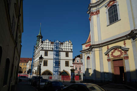 Litomerice, Czech Republic - September 9, 2021 - The Peace Square in LitomÄÅice is a large public space, which has formed the core of the city since the Middle Ages.のeditorial素材