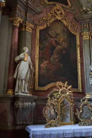 Uherske Hradiste, Czech Republic - September 11, 2021 - the interior of the baroque church of St. Francis of Xavier during the Slovak wine festivities in the Masaryk Squareのeditorial素材