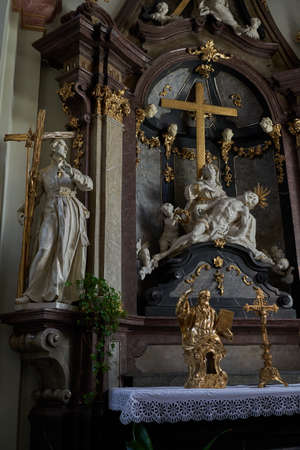 Uherske Hradiste, Czech Republic - September 11, 2021 - the interior of the baroque church of St. Francis of Xavier during the Slovak wine festivities in the Masaryk Squareのeditorial素材