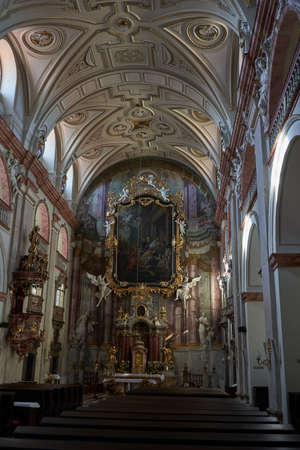 Uherske Hradiste, Czech Republic - September 11, 2021 - the interior of the baroque church of St. Francis of Xavier during the Slovak wine festivities in the Masaryk Squareのeditorial素材