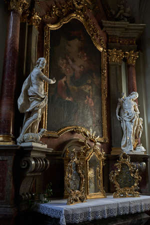 Uherske Hradiste, Czech Republic - September 11, 2021 - the interior of the baroque church of St. Francis of Xavier during the Slovak wine festivities in the Masaryk Squareのeditorial素材