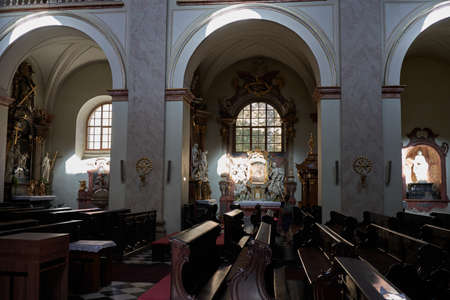 Uherske Hradiste, Czech Republic - September 11, 2021 - the interior of the baroque church of St. Francis of Xavier during the Slovak wine festivities in the Masaryk Squareのeditorial素材