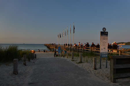 Binz, Germany - July 22, 2021 - view of the Binz pier in the summer evening