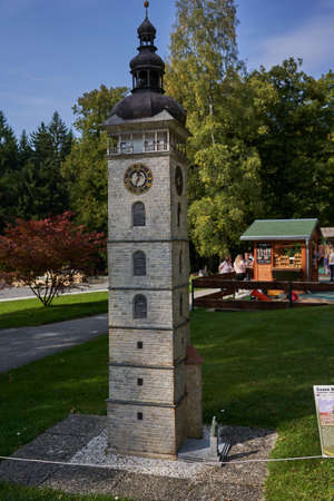 Marianske Lazne, Czech Republic - September 26, 2021 - Miniatures Park Boheminium - The Black Tower...
