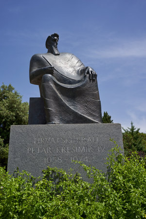 Sibenik, Croatia - May 26, ââ2022 - a monument to King Petar Kresimir IV on a sunny spring afternoonのeditorial素材