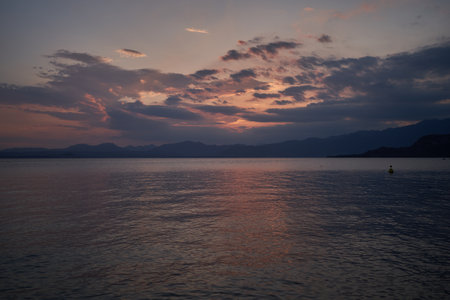 Twilight on Lake Garda - July 2022の写真素材