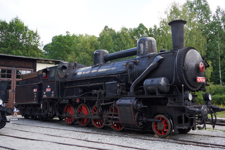 Luzna, Czech Republic - July 2, 2022 - The Railway museum Czech Railways in Luzna close Rakovnik - locomotive 434.2186 - the most filmed Czech locomotiveのeditorial素材