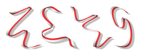 Set of indonesian flag in abstract ribbon styleのイラスト素材