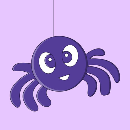 Flat cute hanging spider concept illustrationのイラスト素材