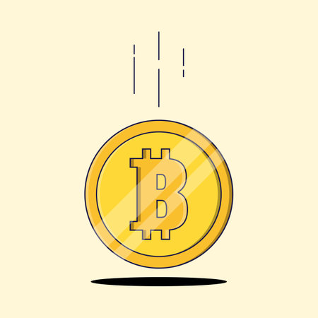 Flat Bitcoin falling down Crypto Currency Illustrationのイラスト素材