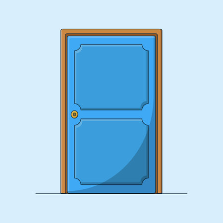 Flat Blue Door Concept Illustrationのイラスト素材