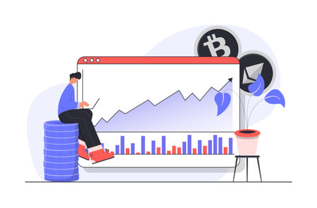 Crypto Currency Trading Plan Concept Illustrationのイラスト素材