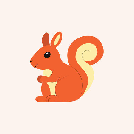 Hand Drawn Cute Squirrel Flat Illustrationのイラスト素材