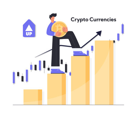 Hand Drawn Flat Crypto Currency investment concept illustrationのイラスト素材