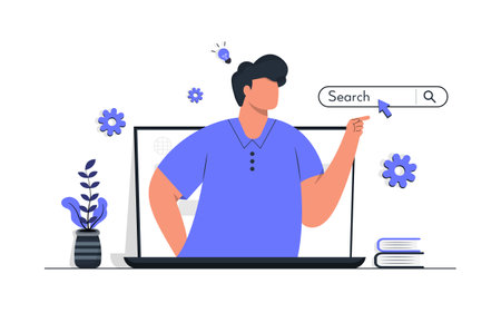 Browser Search Engine Concept Flat Illustrationのイラスト素材