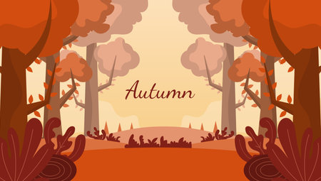Hand Drawn Flat Autumn Woodland Backgroundのイラスト素材