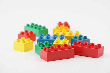 Kids toys on white background.