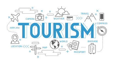 Travel and tourism vector banner design conceptのイラスト素材