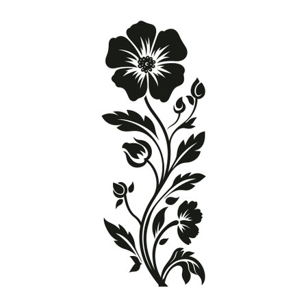 Isolated monochrome floral ornament on white background. Vector illustrationのイラスト素材