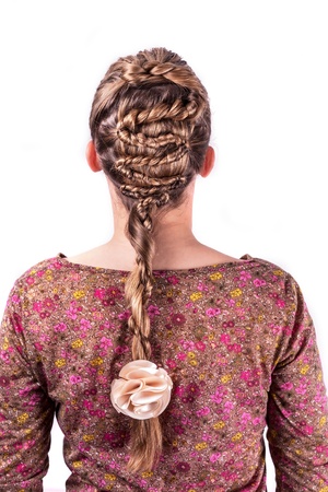 beauty wedding hairstyle rear view isolated on white