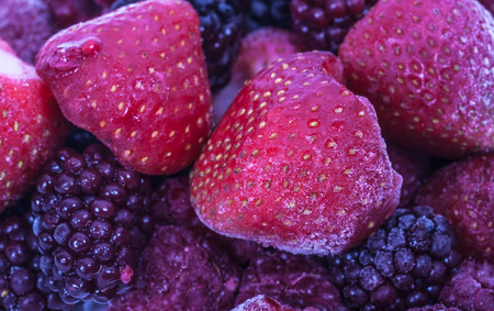 Fresh Ripe Perfect Strawberries, Raspberry,  Full Frame