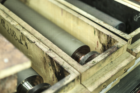 Printing at high speed on offset machine. Label, Rolled Up, Printing Out, Group of Objects, Merchandiseの写真素材