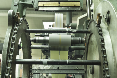 Printing at high speed on offset machine. Label, Rolled Up, Printing Out, Group of Objects, Merchandiseの写真素材