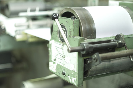 Printing at high speed on offset machine. Label, Rolled Up, Printing Out, Group of Objects, Merchandiseの写真素材