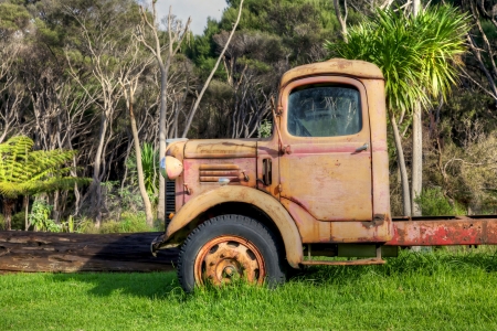 An abandoned truck on North Island, New Zealand.の写真素材