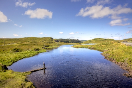 Fisherwoman near Clifden, County Galway, Ireland.の写真素材