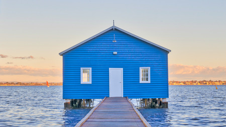 The Crawley Edge Boatshed is a well-recognized and frequently photographed site in Perth. It is thought to have been constructed in the early 1930s and has since been refurbished. HDR image.の写真素材