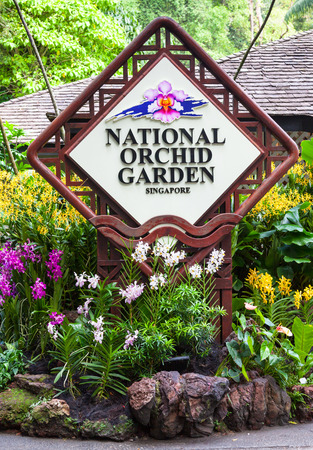 The entrance to the National Orchid Garden in Singapore.のeditorial素材