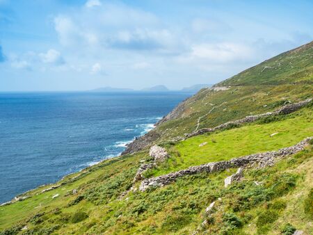 Coastal scenery along the Dingle Peninsula coastal drive in County Kerry, Ireland.