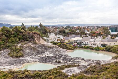 Geothermal activity at Whakarewarewa in Rotorua, Bay of Plenty Region, Central North Island, New Zealand.の写真素材