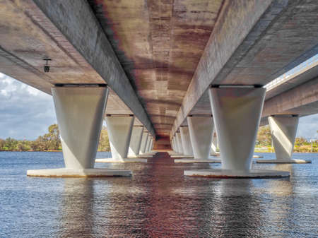 The Windan Bridge which takes the Graham Farmer Freeway over the Swan River in Perth, Western...