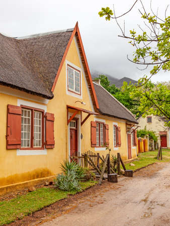 An historical building and national monument in the Cape Dutch style in Genadendal, the first and oldest mission station in South Africa.の写真素材
