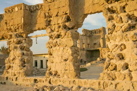 Old buildings in Al Khan, in the the city of Sharjah, United Arab Emirates. Located on Al Khan Bay,...