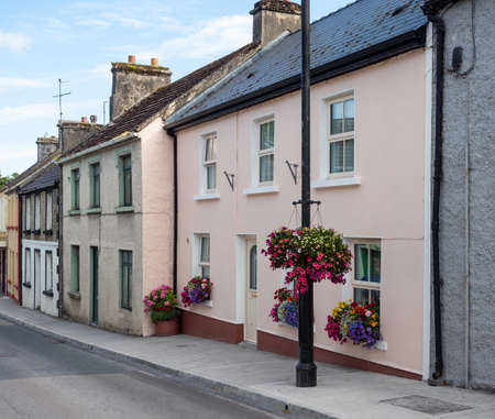 Traditional houses along Main Street in Cong, on the border of County Galway and County Mayo in...