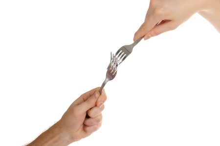 Two hands with plugsの写真素材