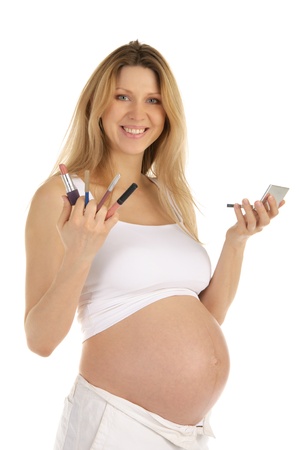 pregnant woman with makeupの写真素材