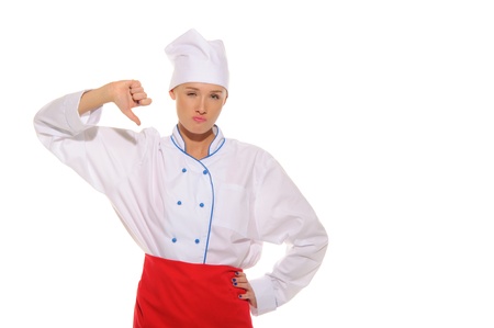 dissatisfied beautiful woman cookの写真素材