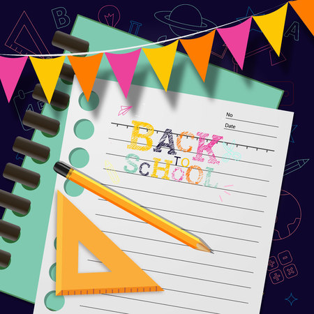 Illustration of back to school background with school supplies.のイラスト素材