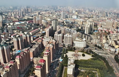 panorama of the city Harbin, taken from the TV towerの写真素材