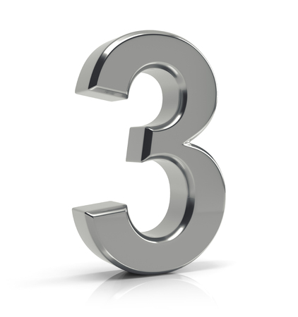 Number 3 isolated over white background.の写真素材